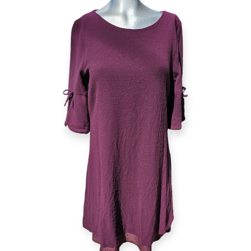 🍷 GOAT Wool Dress | Burgundy | Minimalist A-Line | Size 12 | Made in Romania